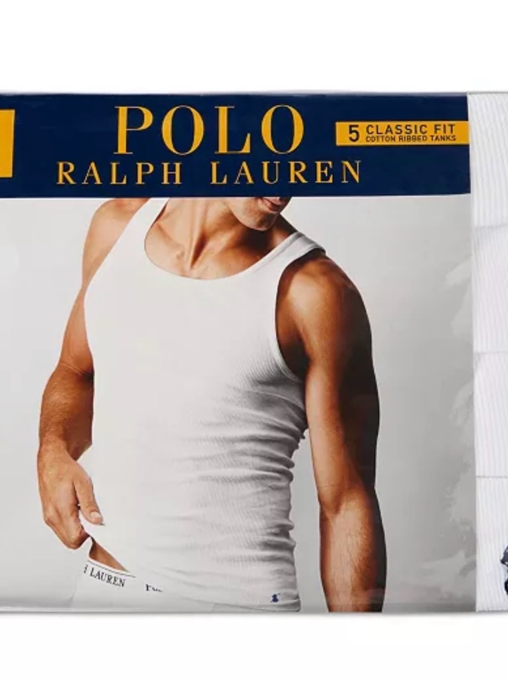 Polo by Ralph Lauren White Ribbed Tank Undershirt - Classic Fit Pack 2XL Men’s